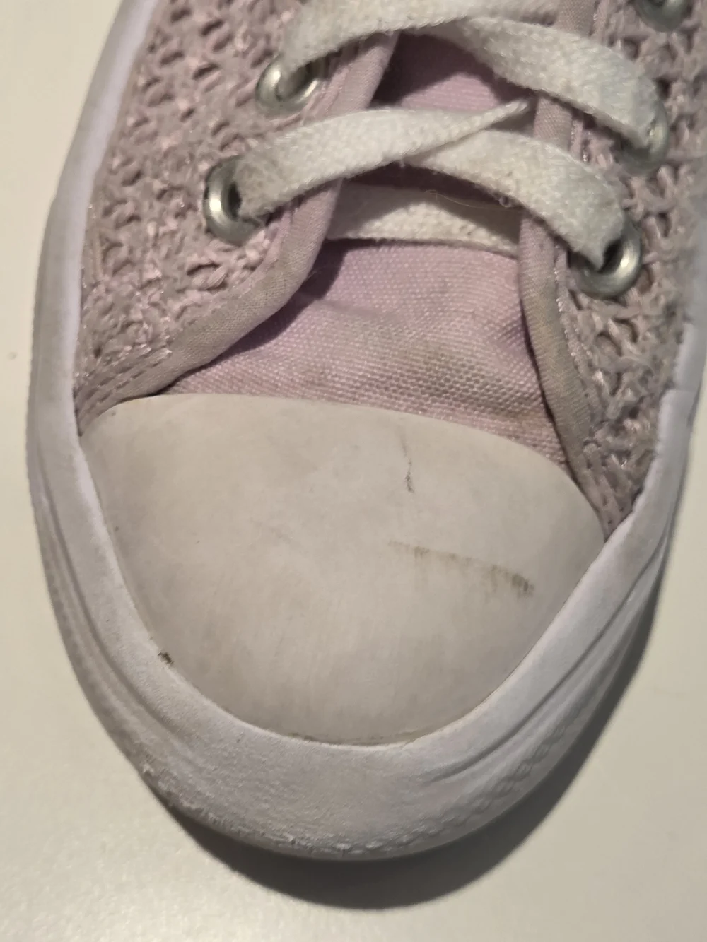 Converse Girls Size 4 Lilac Pink Crochet Platform High Top All Star Chuck Taylor